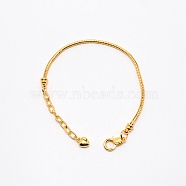 Brass Snake Chain Bracelets, Golden, 7.48 inch(190mm)(BJEW-SZC0003-01A)