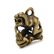 Brass Pendants, Antique Golden, Monkey, 23x9.5x15mm, Hole: 2.9mm(KK-Q802-01C-AG)