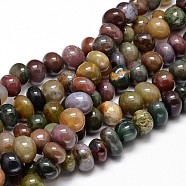 Natural Indian Agate Gemstone Nuggets Bead Strands, Tumbled Stone, 6~10x9~12x8~10mm, Hole: 1mm, about 15.3 inch~15.7 inch(X-G-J337-07)