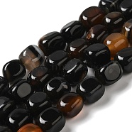 Natural Agate Beads Strands, Dyed & Heated, Cube, Coconut Brown, 11~12x8~9.5x8~9.5mm, Hole: 1.2mm, about 16pcs/strand, 7.48~7.72''(19~19.6cm)(G-H295-A01-14)
