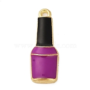 Alloy Pendants, with Enamel, Golden, Nail Polish Shape Charm, Purple, 26x9.5x3.5mm, Hole: 1.8mm(ENAM-Z007-01C-G)