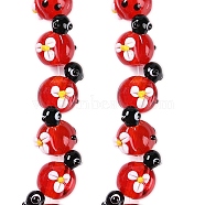 Handmade Lampwork Beads Strands, Insects, Red, 17x13.5x12mm, Hole: 1.8mm, about 35pcs/strand, 17.87''(45.4cm)(LAMP-P066-04)