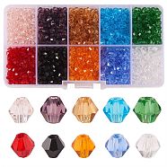 20 Strands 10 Colors Imitation Austrian Crystal 5301 Bicone Beads, Faceted, Mixed Color, 4x4mm, Hole: 1mm, about 92~96pcs/strand, 13.78~14.37 inch, 2strands/color(GLAA-SZ0001-83)