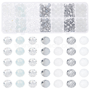 7 Strands 7 Style Electroplate Transparent & Opaque Solid Color Glass Beads Strands, Faceted, Rondelle, White, 8x6mm, Hole: 1mm; about 350pcs/box(EGLA-HY0001-03E)