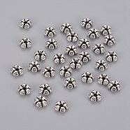 Tibetan Silver Spacer Beads, Lead Free & Cadmium Free, Flower, Antique Silver, about 7.5mm long, Hole: 1mm(X-AC0752)