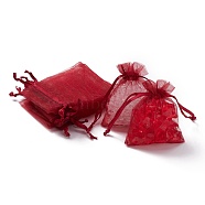 Organza Gift Bags with Drawstring, Jewelry Pouches, Wedding Party Christmas Favor Gift Bags, Dark Red, 9x7cm(X-OP-R016-7x9cm-03)