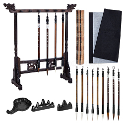 Chinese Calligraphy Drawing Kit, include Brush Holder & Brush Pen & Water Writing Magic Cloth, for Chinese Calligraphy Lovers, Mixed Color, 57.5x17.5x37mm, 1pc(AJEW-GA0008-13)