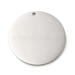 304 Stainless Steel Pendants, Stamping Blank Tag, Flat Round Charm, Stainless Steel Color, 25x1.5mm, Hole: 1.8mm(STAS-K270-28B-P-01)