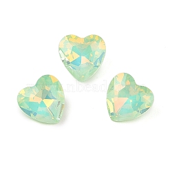 Glass Cabochons, Faceted, Heart, Lawn Green, 10x10x4.5mm, 45pcs/set(GLAA-N0028-08A)