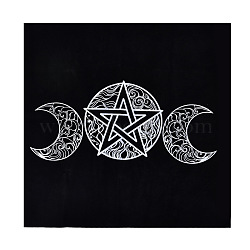 Velvet Tarot Tablecloth for Divination, Tarot Card Pad, Pendulum Tablecloth, Square, Black, Moon Pattern, 490x490mm(ZODI-PW0001-102A)