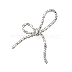 Alloy Pendants, Braided Bowknot Charms, Platinum, 26x16.5x2.5mm, Hole: 10x4.5mm(AL-CBA31C4-05P)