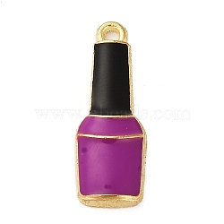 Alloy Pendants, with Enamel, Golden, Nail Polish Shape Charm, Purple, 26x9.5x3.5mm, Hole: 1.8mm(ENAM-Z007-01C-G)