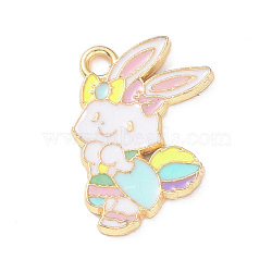 Alloy Enamel Pendants, Light Gold, Rabbit Charm, Colorful, 20x17x1mm, Hole: 2mm(ENAM-E007-01KCG-04)