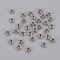 Tibetan Silver Spacer Beads, Lead Free & Cadmium Free, Flower, Antique Silver, about 7.5mm long, Hole: 1mm(X-AC0752)