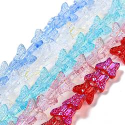 Transparent Glass Beads Strands, Butterfy, Mixed Color, 12.5x15.5x5mm, Hole: 1mm, about 25pcs/strand, 9.84 inch(25cm)(GLAA-F114-04)