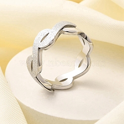 Textured Infinity 304 Stainless Steel Finger Ring for Women, Stainless Steel Color, Inner Diameter: 17mm(RJEW-L126-07B-P)