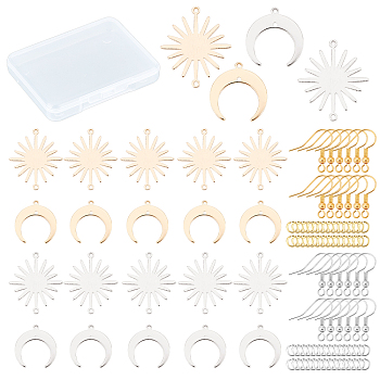 CREATCABIN DIY Earring Making Kit, Including 24Pcs Brass Pendant, 24Pcs Earring Hooks, 70Pcs Open Jump Rings, Platinum & Golden, 118pcs/box