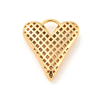 Valentine's Day Hollow Brass Pendants, Heart, Real 18K Gold Plated, 24x20.5x6mm, Hole: 4x6mm
