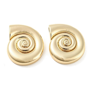 Rack Plating Brass Pendants, Spiral Shell Shape, Real 18K Gold Plated, 25x21x6mm, Hole: 3mm