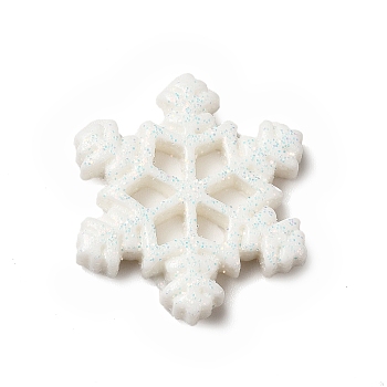 Christmas Theme Resin Cabochons, Snowflake, White, 26.5x23x4mm