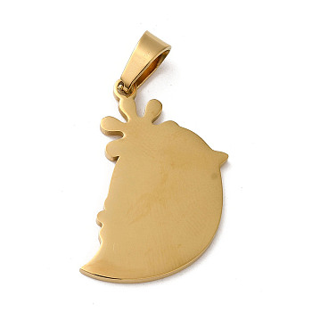 Ion Plating(IP) 304 Stainless Steel Pendants, Stamping Blank Tag, Ghost Charm, Golden, 28x20x1.5mm, Hole: 7x4mm