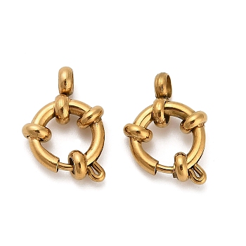 304 Stainless Steel Spring Ring Clasps, Golden, 14.5x10.5x3.8mm, Hole: 3mm & 5mm