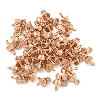 304 Stainless Steel Peg Bails Pendants, for Half Drilled Beads, Rose Gold, 7x4mm, Hole: 1.2mm, Pin: 1mm