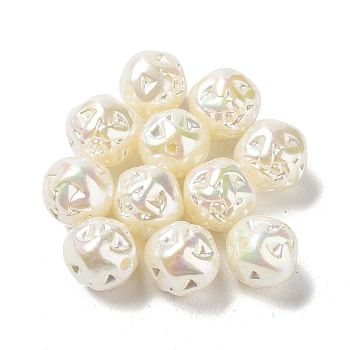 ABS Plastic Beads, AB Color Plated, Irregular Round, Light Goldenrod Yellow, 15.5x15x15mm, Hole: 2.5mm