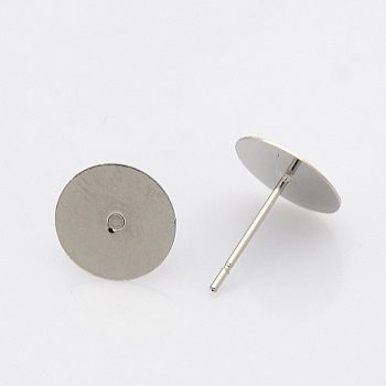 304 Stainless Steel Stud Earring Findings, Stainless Steel Color, 12x10mm, Pin: 0.4mm
