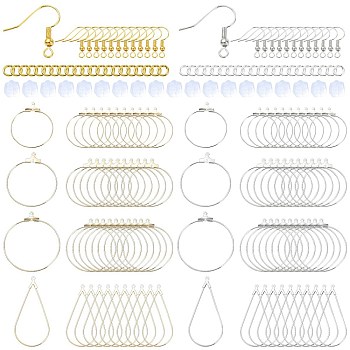 DIY Brass Geometry Hoop Earring Making Kit, Mixed Color, 17~19x16~18x0.8mm, Hole: 2mm