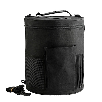 Oxford Cloth Drum Yarn Storage Bags, for Portable Knitting & Crochet Organizer, Black, 28x33cm