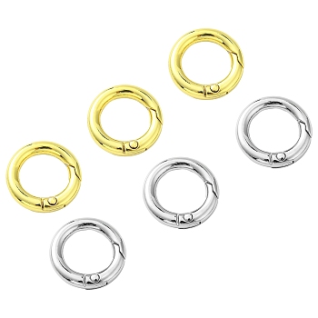 20Pcs 2 Colors Rack Plating Alloy Spring Ring Clasps, Round Ring, Platinum & Golden, 7 Gauge, 20x3.5mm, 10pcs/color