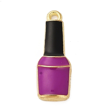Alloy Pendants, with Enamel, Golden, Nail Polish Shape Charm, Purple, 26x9.5x3.5mm, Hole: 1.8mm