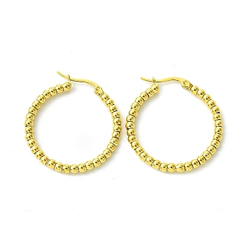 304 Stainless Steel Hoop Earrings for Women, Ring, Real 18K Gold Plated, 31x30x3mm