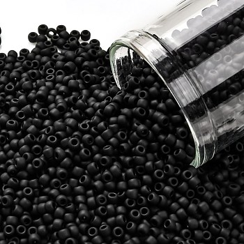 TOHO Round Seed Beads, Japanese Seed Beads, (49F) Opaque Frost Jet, 11/0, 2.2mm, Hole: 0.8mm, about 50000pcs/pound