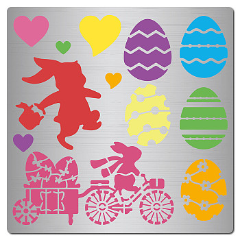 Easter Egg Stainless Steel Cutting Dies Stencils, for DIY Scrapbooking/Photo Album, Decorative Embossing DIY Paper Card, Matte Stainless Steel Color, Rabbit, 160x160x0.5mm