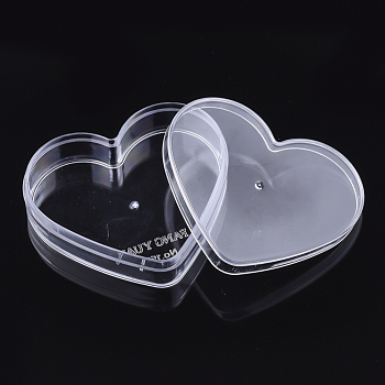 Plastic Bead Containers, Heart, Clear, 67x78.5x21mm, Capacity: 45ml(1.52 fl. oz)