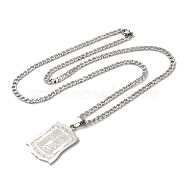 Rectangle with Virgin Mary
 Pendant Necklaces(NJEW-C043-01P)-2