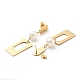 Rectangle with Acrylic Pearl Long Dangle Stud Earrings with 316 Stainless Steel Pins(EJEW-F285-17G)-2