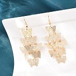 Brass Dangle Earrings, with Iron Earrings Hooks, Golden, Butterfly, 69x29mm(EJEW-B157-02B-G)