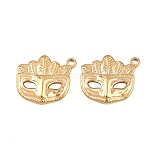 304 Stainless Steel Pendants, Mask Charm, Real 14K Gold Plated, 18.5x22x2.5mm, Hole: 1.8mm(STAS-L022-574G)