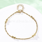 304 Stainless Steel Rope Chain Bracelets for Women, Peanut, Ion Plating(IP), Golden, 6-3/4 inch(17.2cm)(BJEW-C094-02G)