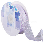 20 Yards Iridescent Polyester Ruffled Ribbon for Sewing Decoration, Thistle, 1 inch(25mm)(OCOR-WH20007-13C)