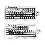 Alloy Pendants, Keyboard Charms, Antique Silver, 30.5x13.5x1mm, Hole: 1.8mm(FIDN-B066-03C-AS)