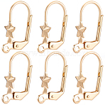 20Pcs Brass Leverback Earring Findings, Star, with Loop, Cadmium Free & Nickel Free & Lead Free, Long-Lasting Plated, Real 18K Gold Plated, 17x10.5x6mm, Hole: 1.6mm, Pin: 0.9mm(KK-BBC0029-10)