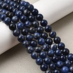 Natural Sodalite Beads Strands, Round, 6mm, Hole: 1.2mm, about 62pcs/strand, 14.76~14.96''(37.5~38cm)(G-P582-6mm-02)