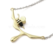 Brass Enamel Pendant Necklace for Women, Bee, Golden, 17.32 inch(440mm)(NJEW-A018-01)