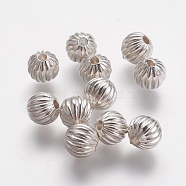 CCB Plastic Beads, Corrugated Round, Silver Color Plated, 8x7.5mm, Hole: 2mm(CCB-J035-029S)