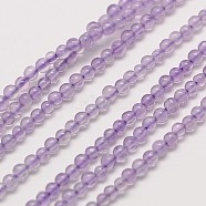Natural Amethyst Round Bead Strands, 3mm, Hole: 0.8mm, about 126pcs/strand, 16 inch(G-A130-3mm-B02)