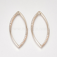 Alloy Big Pendants, with ABS Plastic Imitation Pearl, Horse Eye, Light Gold, 55x25.5x3.5mm, Hole: 1.8mm(PALLOY-T070-25)